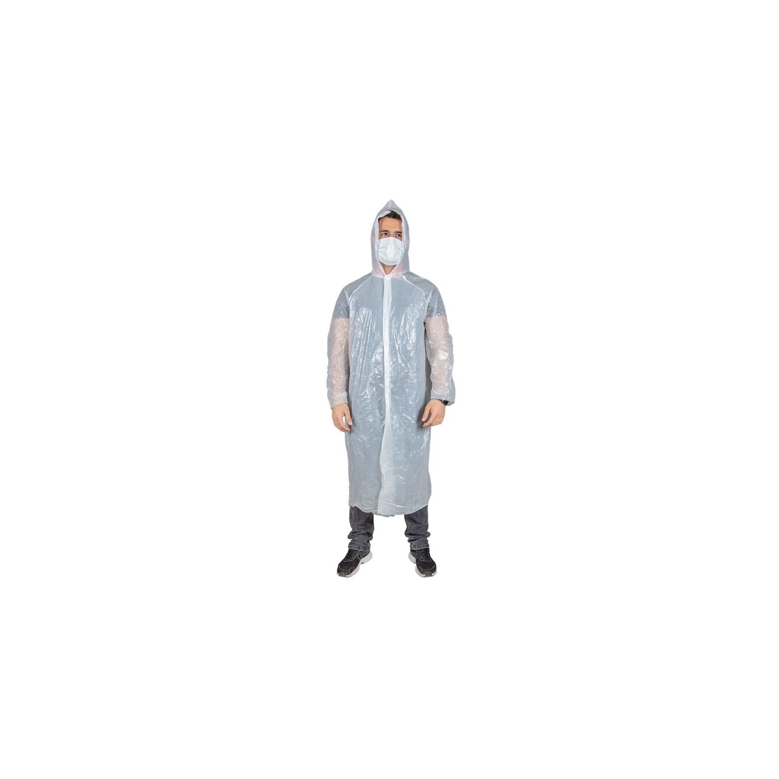 Pelerină de ploaie cu glugă, de unică folosință, din PVC, Poly