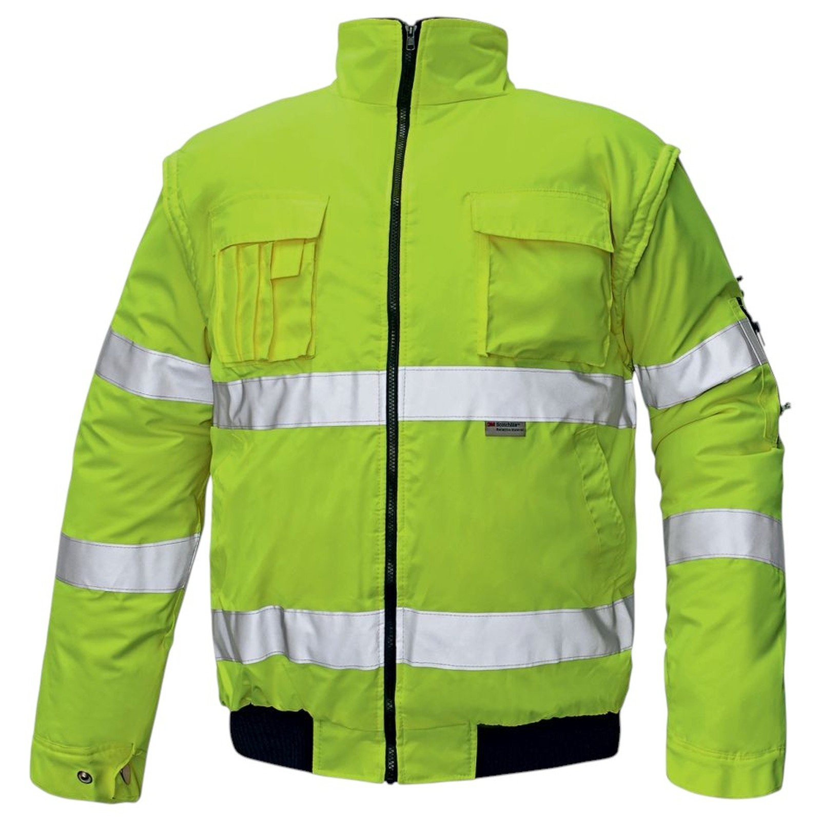Geacă reflectorizantă, impermeabilă, CL 3, cu mâneci detașabile, 2 în 1, Grover HV Yellow