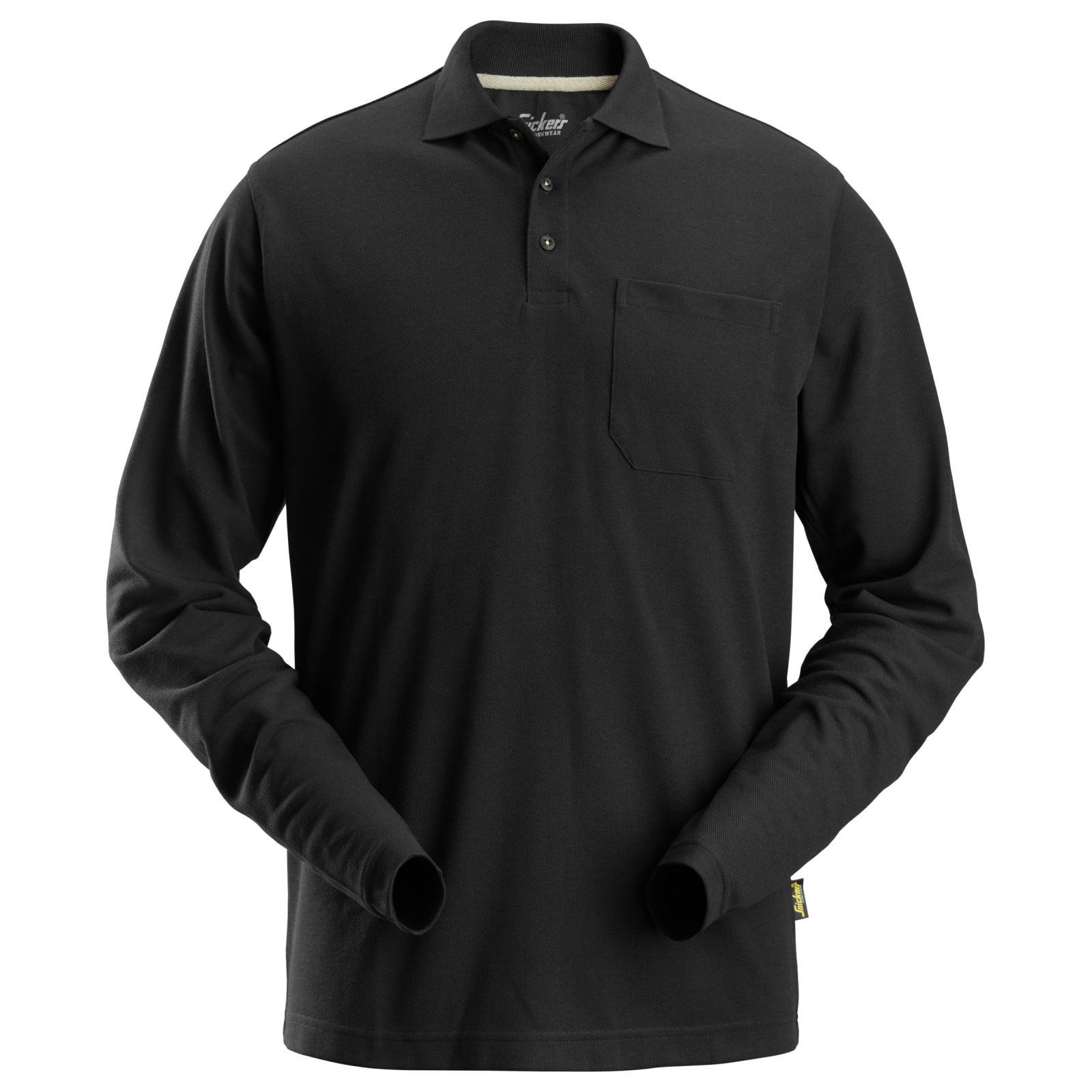 Tricou polo cu mânecă lungă, bumbac+poliester, 220 g/mp, Snickers Workwear, 2608, Black