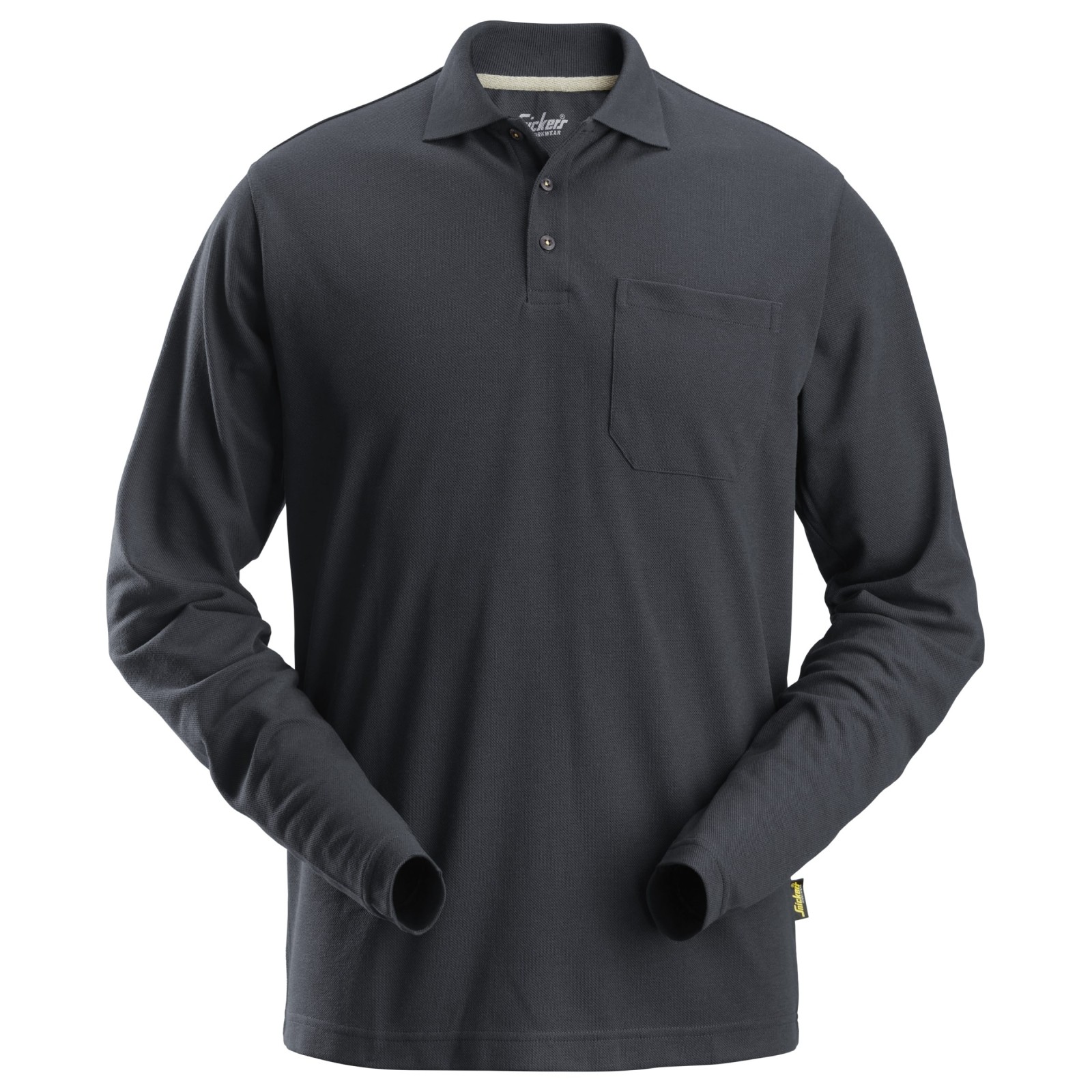 Tricou polo cu mânecă lungă, bumbac+poliester, 220 g/mp, Snickers Workwear, 2608, Steel Grey
