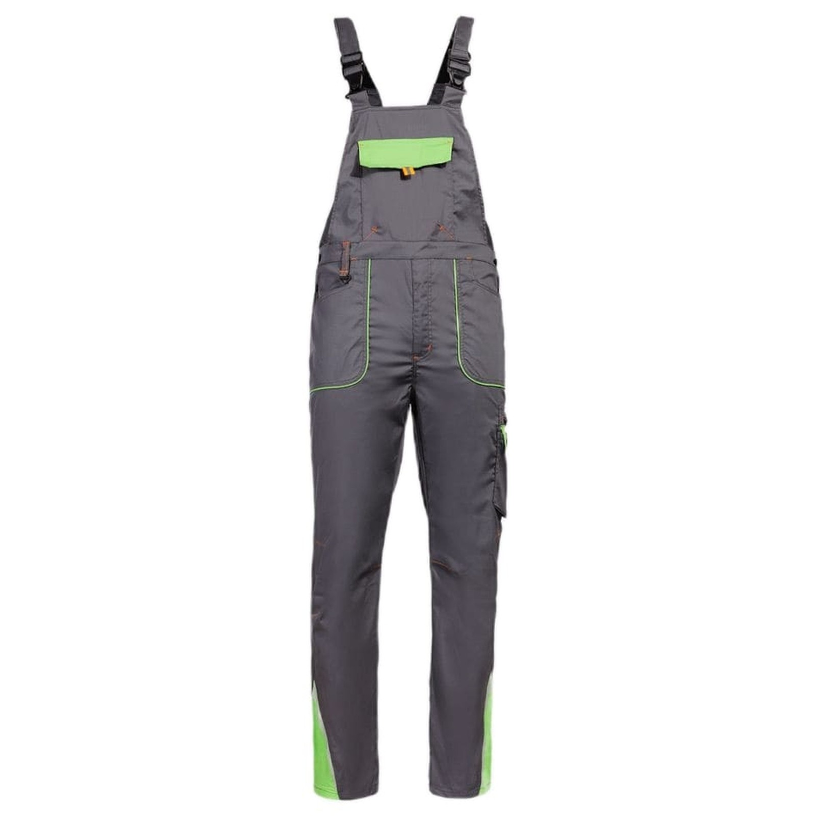 Pantaloni cu pieptar, de lucru, pentru vară, ripstop, 190 g/mp, Prisma Light Stretch Grey/Green