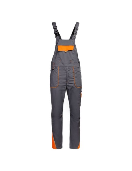 Pantaloni cu pieptar, de lucru, pentru vară, ripstop, 190 g/mp, Prisma Light Stretch Grey/Orange