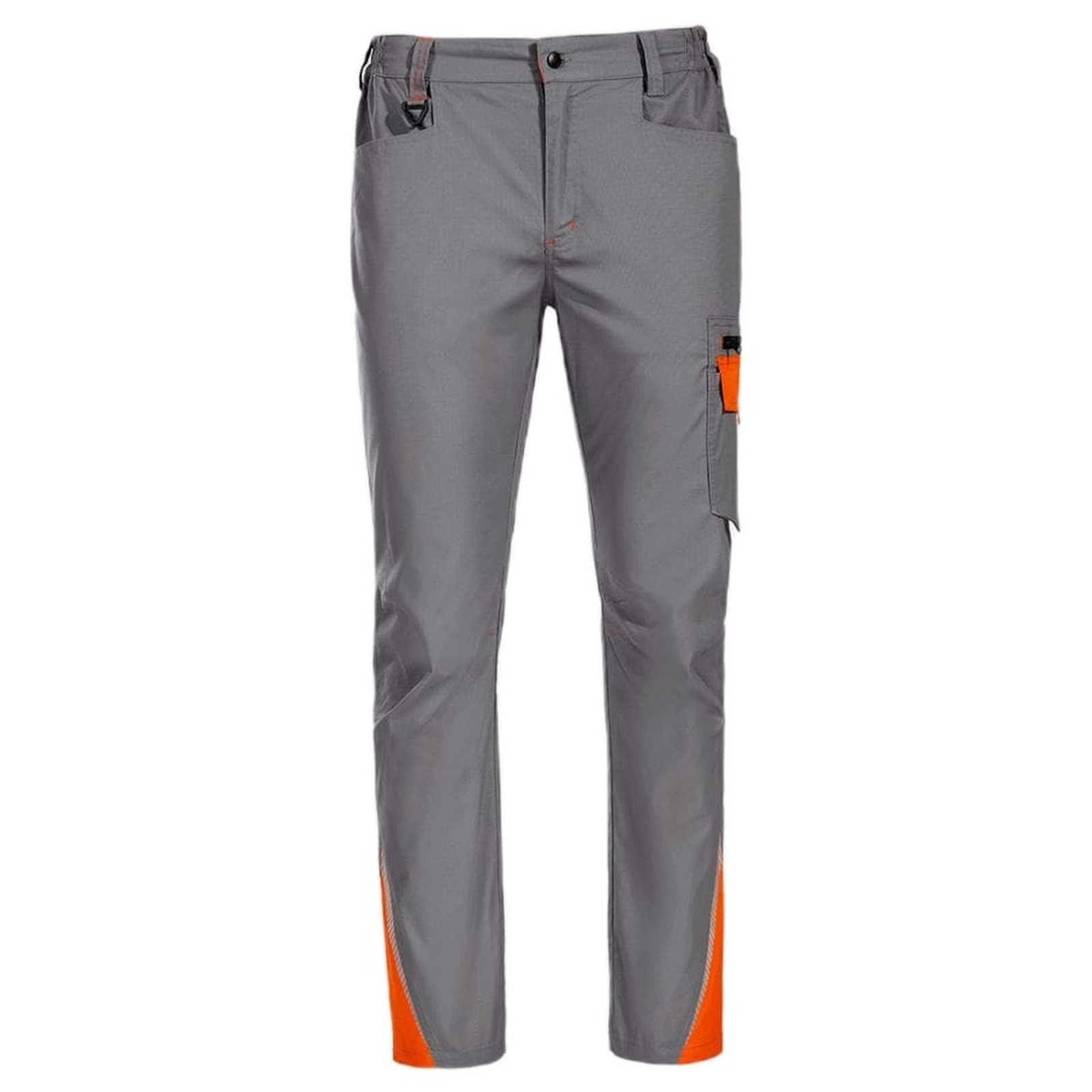 Pantaloni de lucru pentru vară, din tercot, țesătură ripstop, 190 g/mp, Prisma Light Stretch Grey/Orange