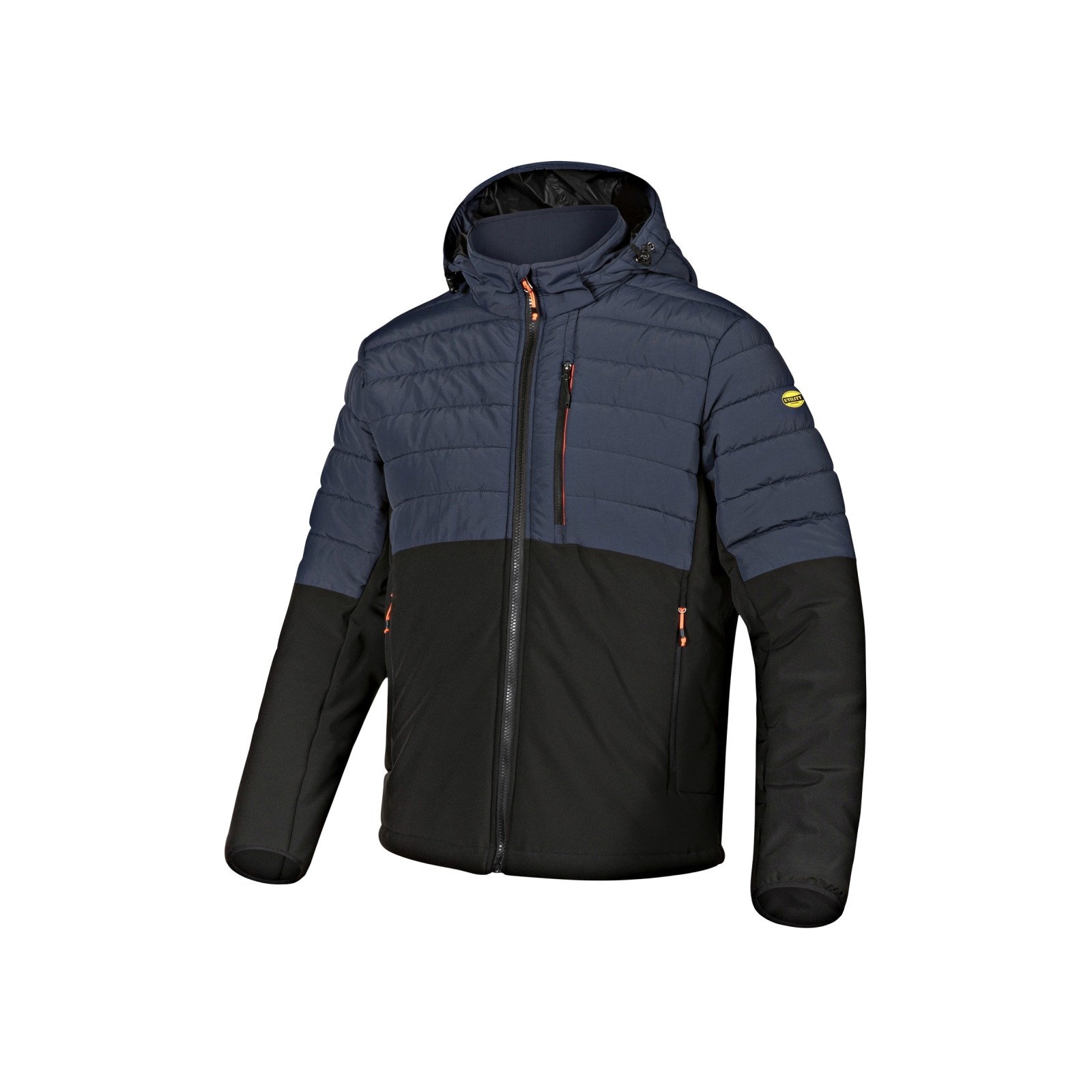 Jachetă de iarnă impermeabilă, termoizolantă, cu glugă, Diadora Padded Jacket Oslo Hybrid Black/Blue Denim