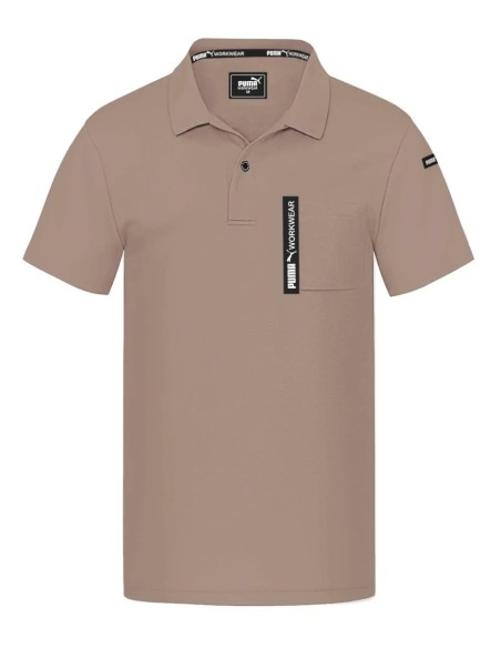 Tricou polo Puma Workwear Advanced, Brown, bumbac & poliester