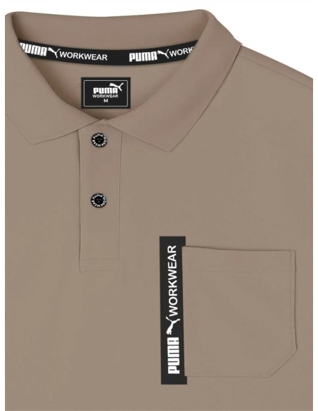 Tricou polo Puma Workwear Advanced, Brown, bumbac & poliester