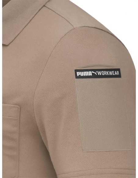 Tricou polo Puma Workwear Advanced, Brown, bumbac & poliester