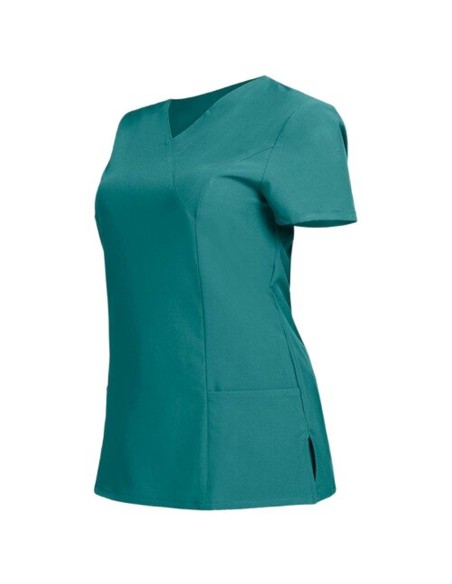 Tunică medicală de damă, verde-albăstrui, cu mânecă scurtă, flexibilă, Nobby Teal