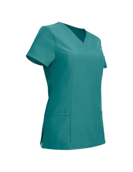 Tunică medicală de damă, verde-albăstrui, cu mânecă scurtă, flexibilă, Nobby Teal