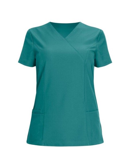 Tunică medicală de damă, verde-albăstrui, cu mânecă scurtă, flexibilă, Nobby Teal