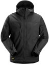 Jachetă softshell stretch, cu glugă, pentru bărbați, Snickers Workwear, AllroundWork, 1226, Black/Black