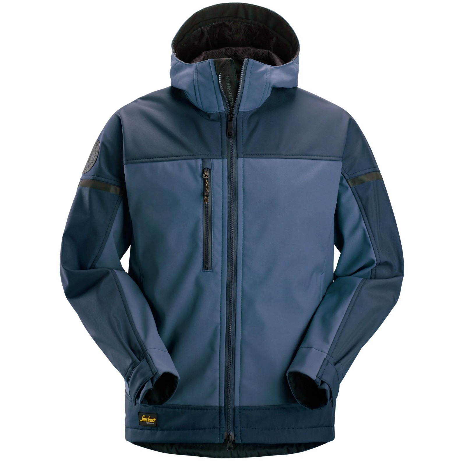 Jachetă softshell stretch, cu glugă, pentru bărbați, Snickers Workwear, AllroundWork, 1226, Navy/Dark Navy