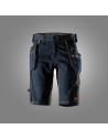 Pantaloni scurți de lucru, din denim, cu buzunare holster, Snickers Workwear, FlexiWork, 6155, Denim/Black