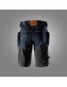 Pantaloni scurți de lucru, din denim, cu buzunare holster, Snickers Workwear, FlexiWork, 6155, Denim/Black