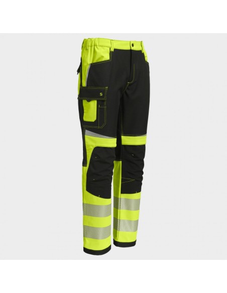Pantaloni de lucru softshell reflectorizanți, din bumbac și poliester, Prisma 2.0 HV YELLOW/BLACK