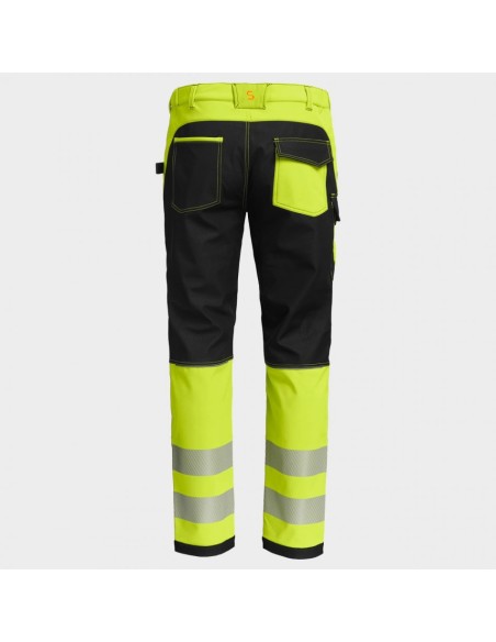 Pantaloni de lucru softshell reflectorizanți, din bumbac și poliester, Prisma 2.0 HV YELLOW/BLACK