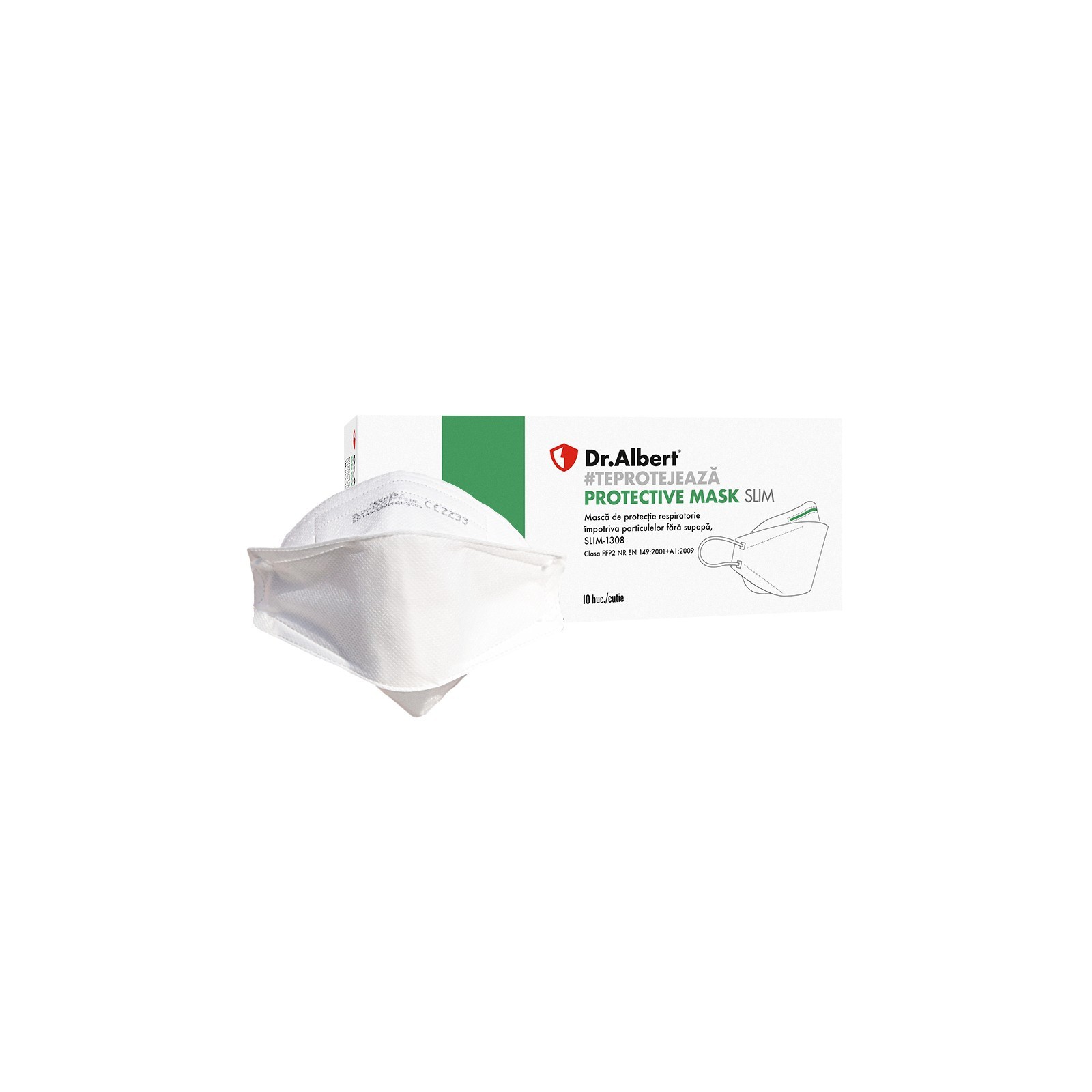 Semimască pliată, fără supapă, FFP2 - Dr.Albert Protective Mask Slim