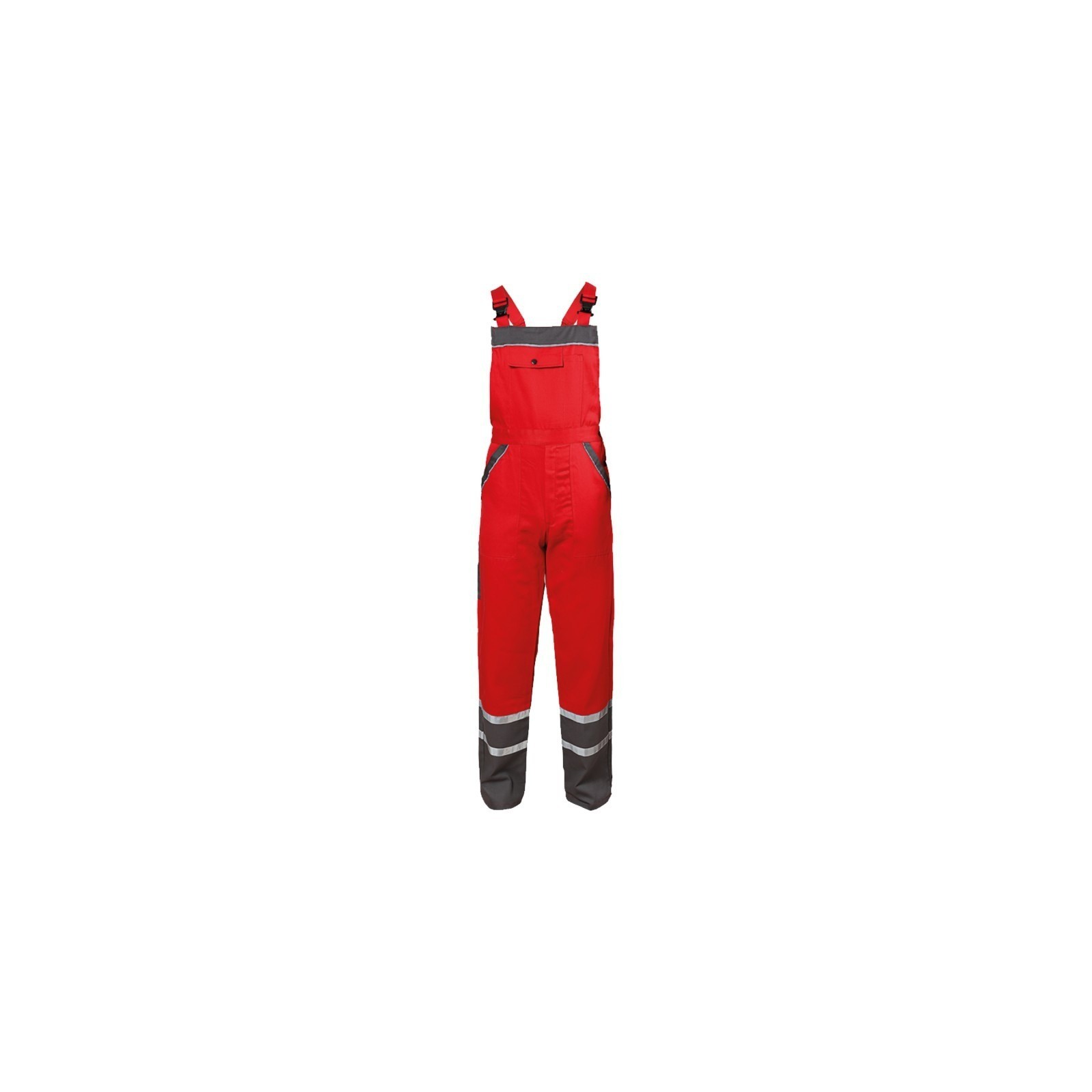 Pantaloni cu pieptar de vară, detalii reflectorizante, 240 g/mp, Collins Red