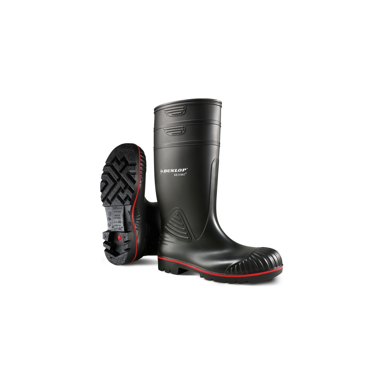 Cizme de protecție chimică cu bombeu metalic, Dunlop Acifort S5 SRA
