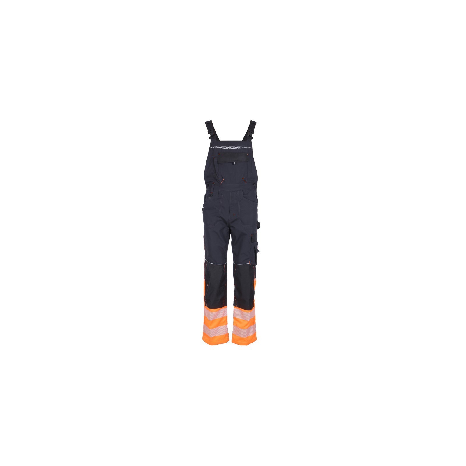 Pantaloni cu pieptar reflectorizanți cu genunchi întăriți, Prisma Reflex Orange
