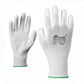 Mănuși de protecție tricotate din nylon, impregnate cu poliuretan, Bunting White