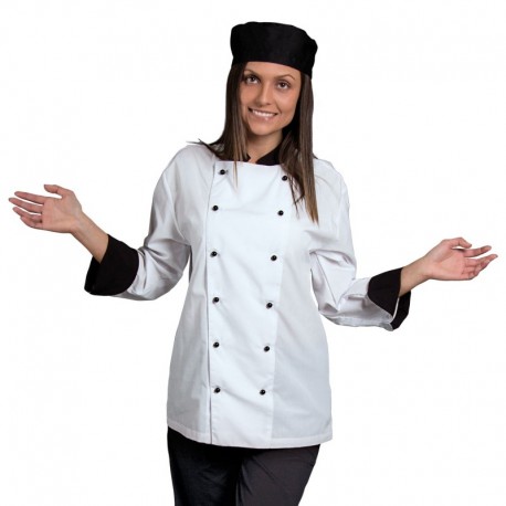 Tunică pentru bucătari, mânecă lungă, unisex, Napoli White/Black