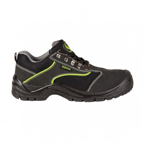 Pantofi de lucru unisex, fără bombeu, piele & material textil, Emerton Black Low O1