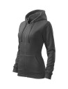 Hanorac de damă, cu glugă, Trendy Zipper, 65% bumbac, 35% poliester, 300 g/mp