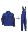 Costum de lucru din bumbac, jachetă + pantaloni cu pieptar, 240 g/mp, Asimo Blue