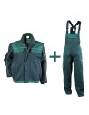 Costum de lucru din bumbac, jachetă + pantaloni cu pieptar, 240 g/mp, Asimo Green