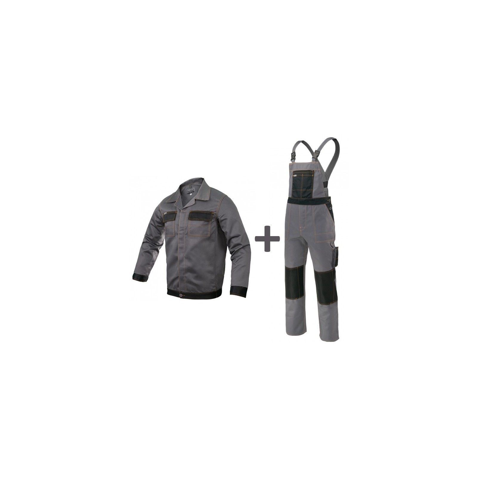Costum salopetă din tercot, GrandMaster Grey: jachetă + pantaloni cu pieptar