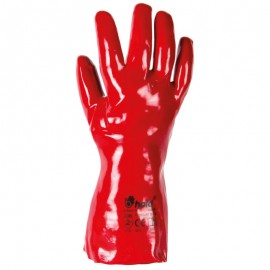 Mănuși antichimice, bumbac imersat în PVC, rezistente la acizi, Redstart 35 cm