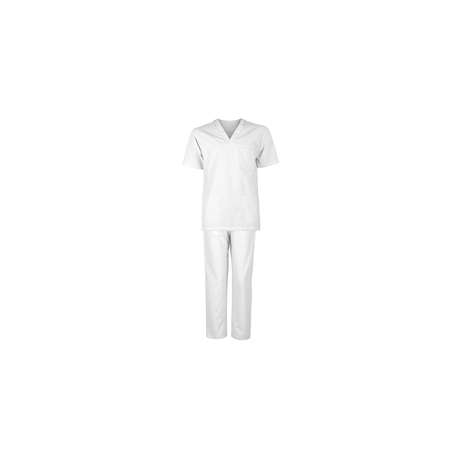 Costum medical unisex: tunică + pantaloni, bumbac & poliester, 120 g/mp, M3 White