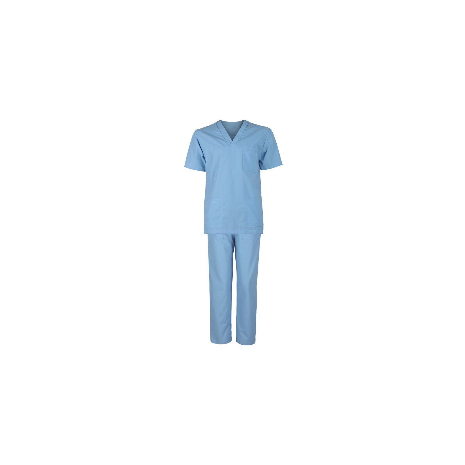 Costum medical unisex: tunică + pantaloni, bumbac & poliester, 120 g/mp, M3 Light Blue