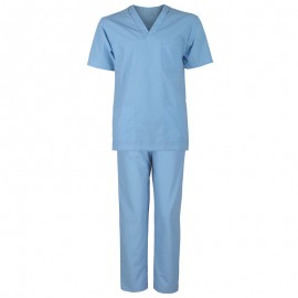 Costum medical unisex: tunică + pantaloni, bumbac & poliester, 120 g/mp, M3 Light Blue