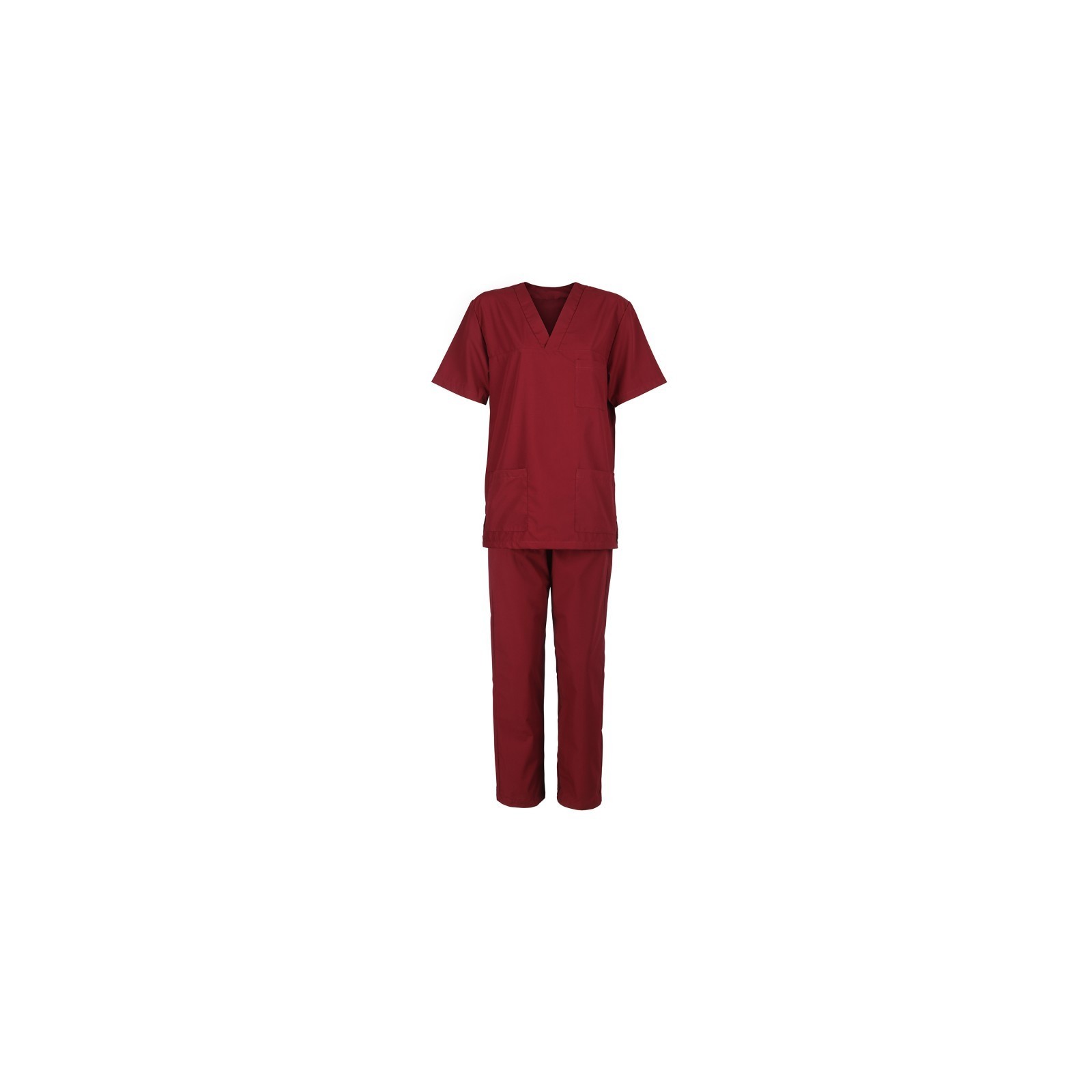 Costum medical unisex: tunică + pantaloni, bumbac & poliester, 120 g/mp, M3 Bordeaux