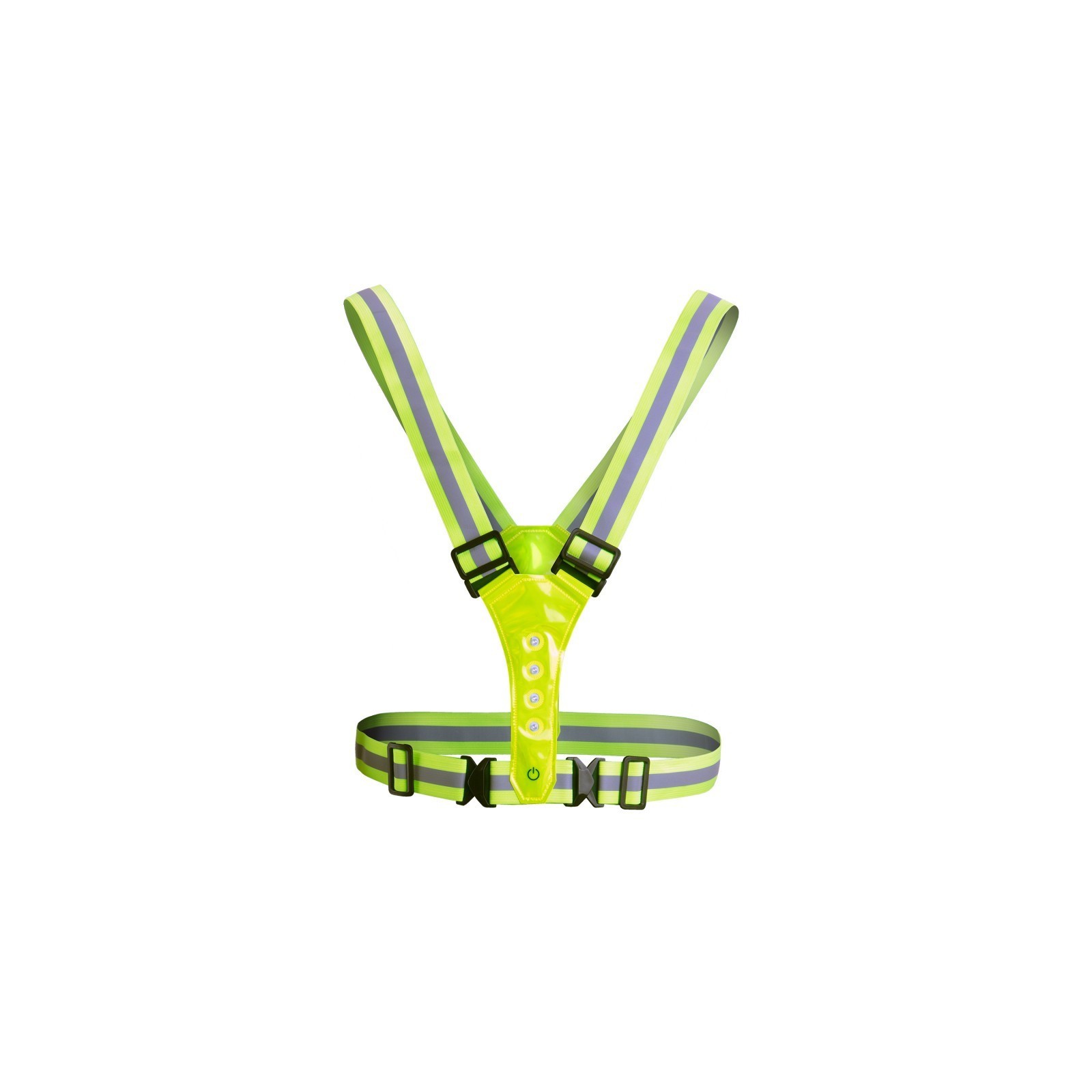 Bretele reflectorizante ajustabile, tip ham, galben neon, cu becuri de semnalizare LED