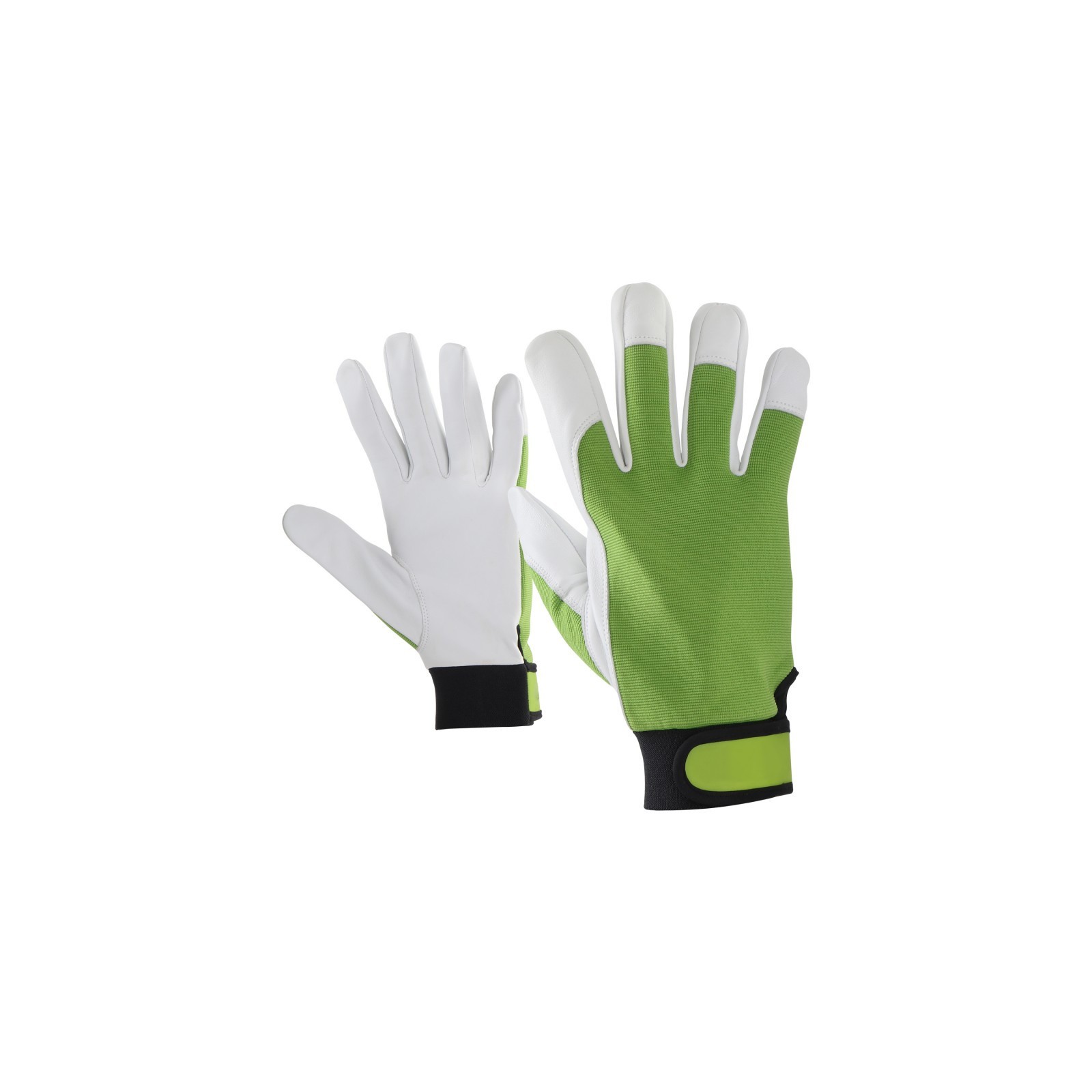 Mănuși din piele de capră și material textil, cu manșetă reglabilă, Gilt Green