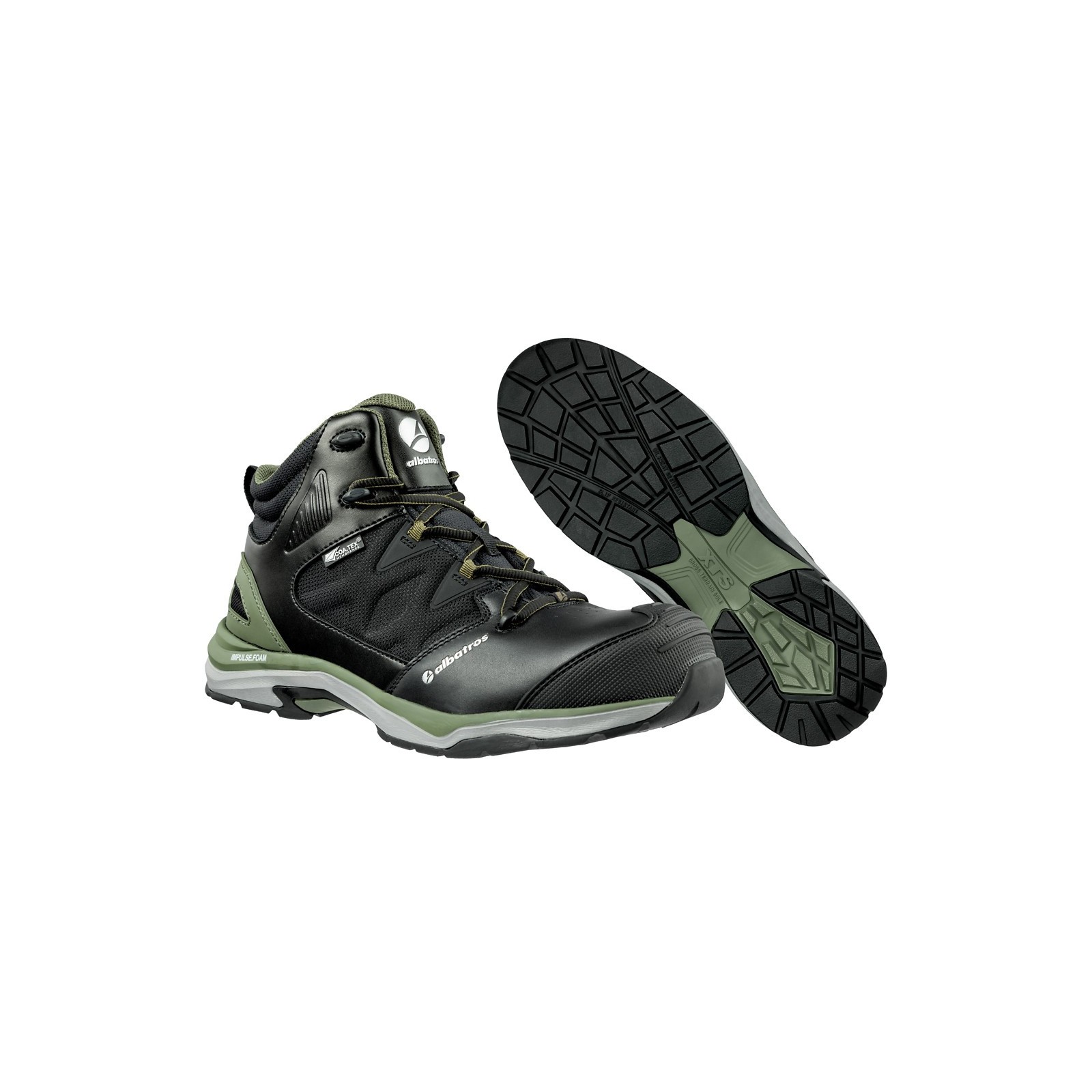 Bocanci de protecție pentru bărbați, metal free, impermeabili, Albatros Ultratrail Olive CTX MID S3 ESD WR HRO SRC