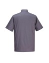 Tunică gri unisex pentru bucătari, cu mânecă scurtă Portwest C733, 190 g/mp
