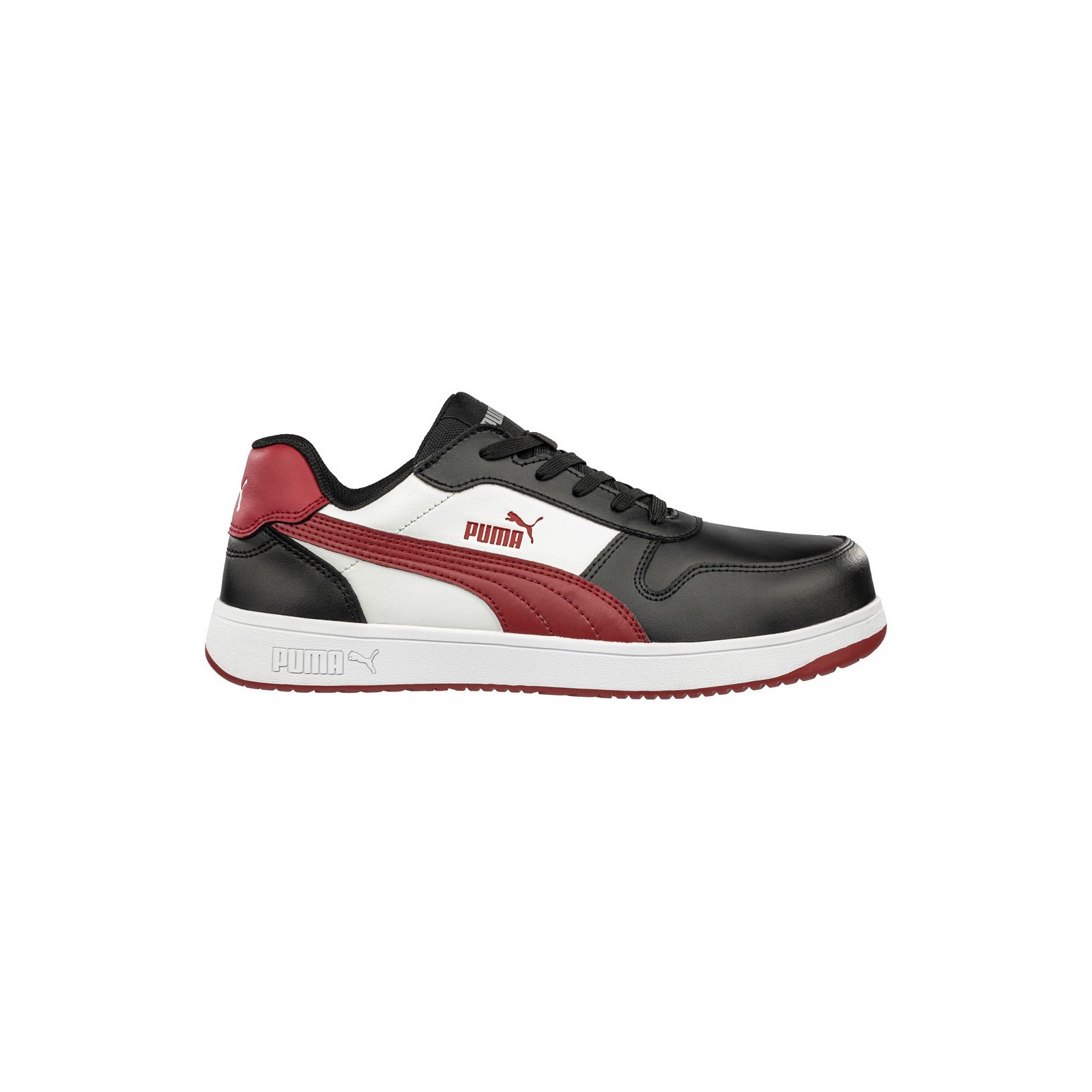 Pantofi de protecție metal-free, Puma Frontcourt Black/White/Red S3L ESD FO HRO SR