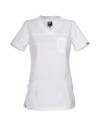 Tunică medicală de damă, albă, mânecă scurtă, bumbac+poliester+spandex, Victoria White