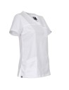 Tunică medicală de damă, albă, mânecă scurtă, bumbac+poliester+spandex, Victoria White