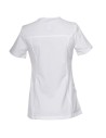 Tunică medicală de damă, albă, mânecă scurtă, bumbac+poliester+spandex, Victoria White