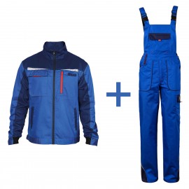 Costum de lucru pentru vară, jachetă & pantaloni cu pieptar, Prisma Ripstop Royal Blue
