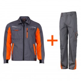 Costum de lucru pentru vară, jachetă & pantaloni standard, Prisma Ripstop Grey/Orange