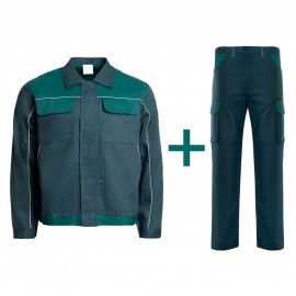 Costum de lucru din bumbac, jachetă & pantaloni standard, 240 g/mp, Asimo Green