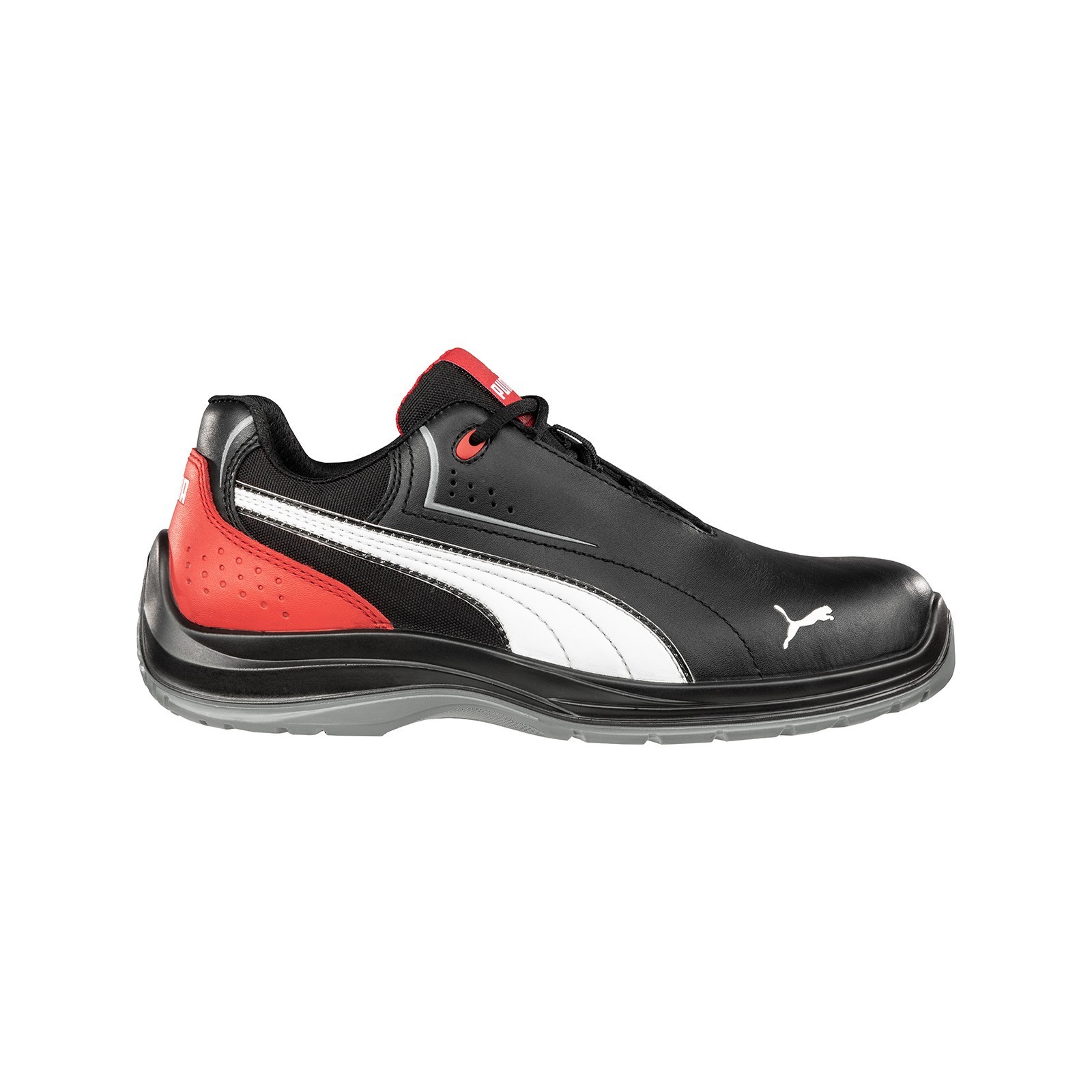 Pantofi de protecție din piele netedă, fără inserții metalice, Puma Touring Black S3 ESD SRC