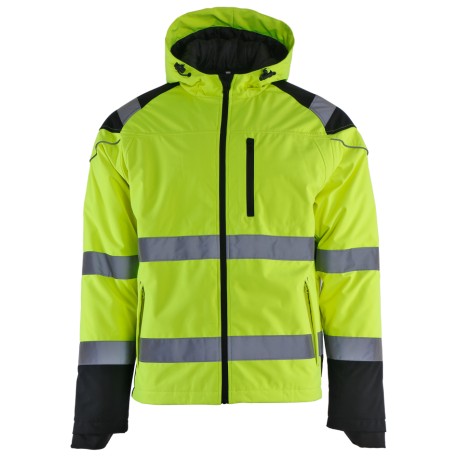 Jachetă softshell pentru iarnă, cu glugă, impermeabilă, Prisma HV Yellow