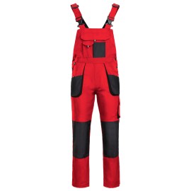 Pantaloni cu pieptar de lucru, funcționali și rezistenți, din tercot, 260 g/mp, Kastor Red